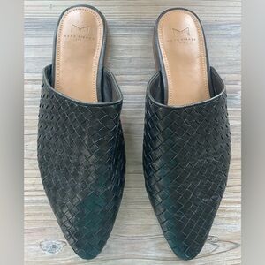 MARC FISHER Cushioned Garren Pointed Toe Slip On Leather Mules